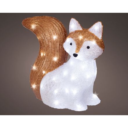 Volpe luminosa decorativa 60 LED, altezza 37 cm, colore bianco.