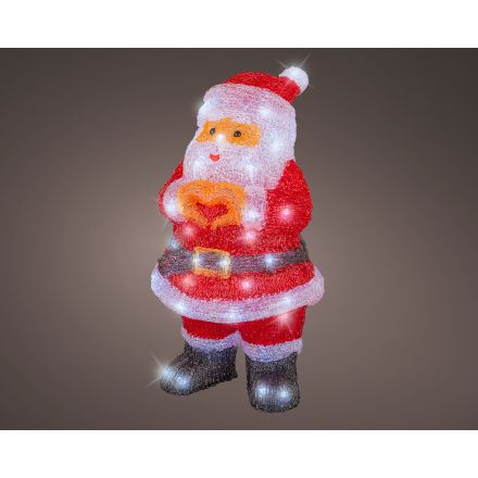 Babbo Natale luminoso decorativo 60 LED, altezza 41,5 cm, colore rosso.