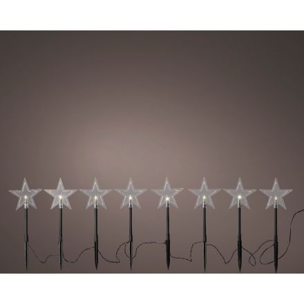 Decorazione a stella per esterno con pannello solare, 210 cm, 2 giochi di luce, con luce bianco caldo