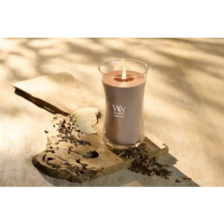 WOODWICK Candela a clessidra Grande Patchouli Crème