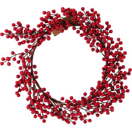 Corona decorativa con bacche rosse, 50 cm