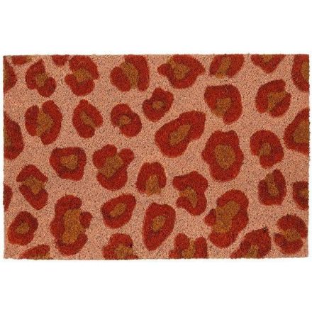 Mica Decorations Zerbino in fibra di cocco leopardato 60 x 40 cm, marrone/rosso