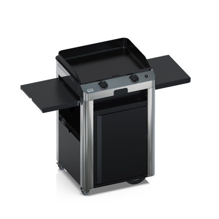 ENO Plancha a Gas Fusion 60 con Carrello Inox, 60 cm, Acciaio Inox