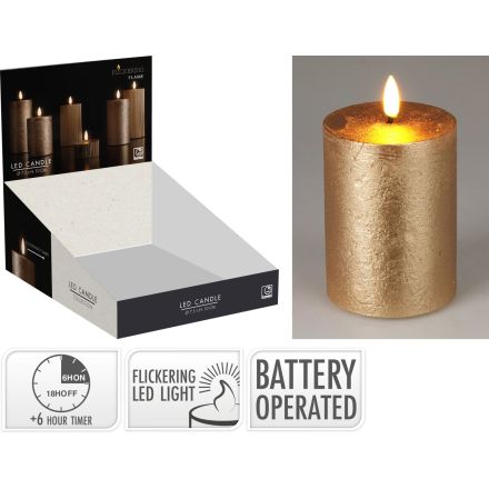 Candela decorativa a LED, 75x100 mm, colore oro, con timer