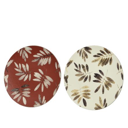 PIATTO DECORATO CON FOGLIE 33CM COLORE ASSORTITO