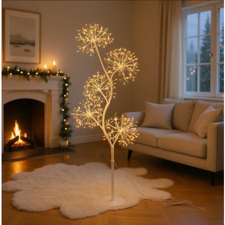 ALBERO RAMO BIANCO CON 5 SFERE H120CM MICROLED
