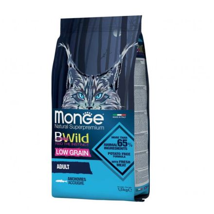 CROCCHETTE PER GATTO ADULTO BWILD LOW GRAIN 1,5KG ACCIUGHE