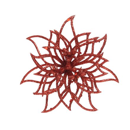 BLUME MIT CLIP GLITT D.14X5 ROT