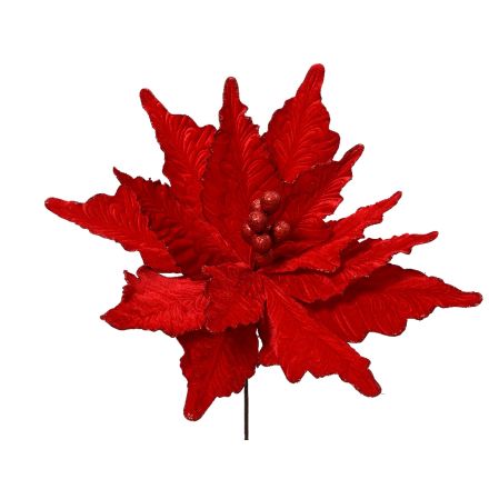 DECORAZIONE NATALIZIA, STELLA DI NATALE CON RAMO, Ø50xh66 CM, COLORE ROSSO