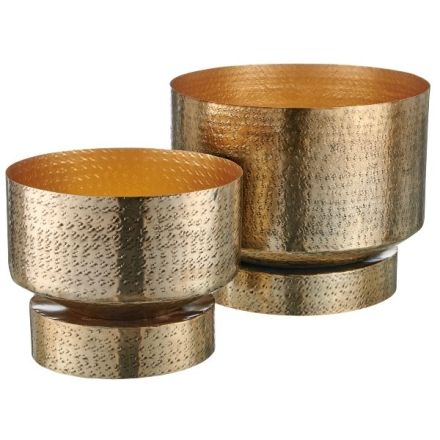 Ciotola Alluminio Martellato Oro 32x32x25 cm