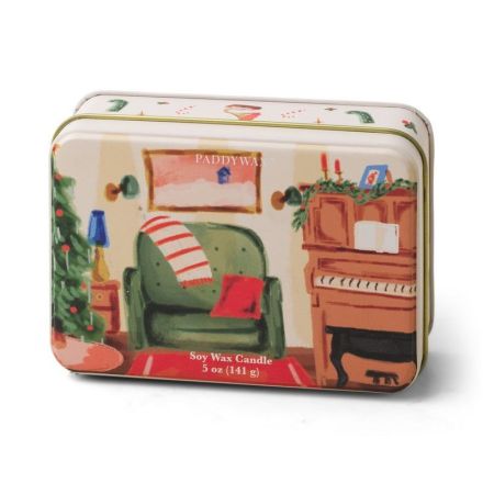 Paddywax Candela Natalizia in Latta "Christmas Village" – Melograno e Abete (141 g)
