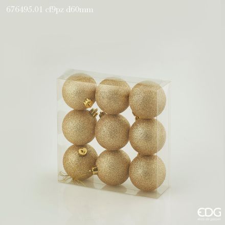 9 PALLINE POLY 6CM GLITT ORO
