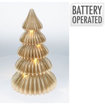 Albero di Natale a LED, altezza 33 cm, colore oro