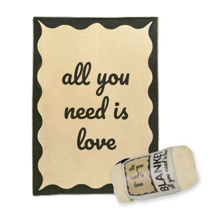 Fisura Coperta plaid “All you need is love” 180x130 cm – crema/nero