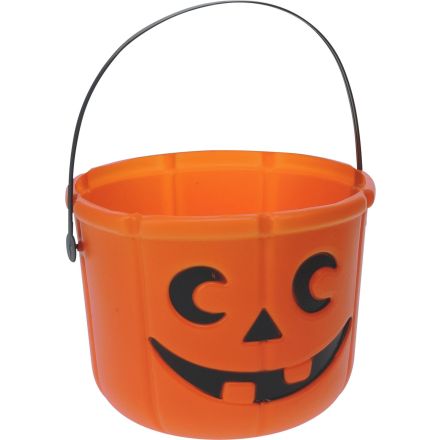 Secchio a forma di zucca, diametro 18 cm, altezza 14 cm, colore arancione