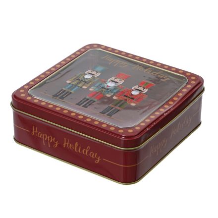 CONTENITORE NATALIZIO, 15.50X15.50X5.30 cm, ROSSO