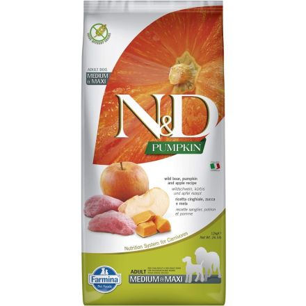 Croquettes de chien N&D Grain Free Pumpkin Wild Boar and Apple Adulte Medium / Maxi 12 kg