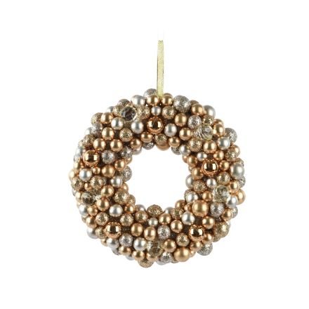 Corona con Sfere Opache Lucide Glitter Oro/Argento D.25 cm