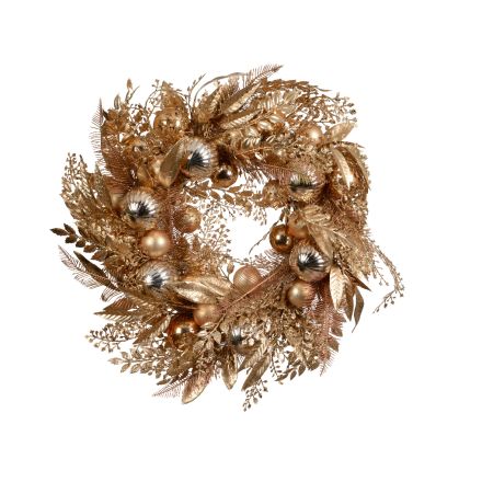 Corona con Sfere Glitter Rame/Oro/argento D.50 cm