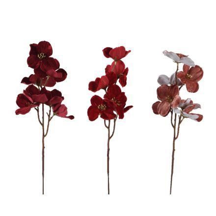 Ramo Orchidea in Velluto modello assortito Rosso H.60 cm