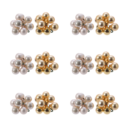 OFFERTA 12 MAZZOLINI DI SFERE NATALIZIE D.2CM PERLA/ORO MODELLO ASSORTITO