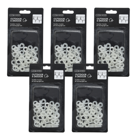 OFFERTA 5 CONFEZIONI 24 GANCI BIANCHI PER LUCI DI NATALE