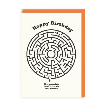 Ohh Deer Biglietto di auguri "Happy Birthday Maze" A6, arancione