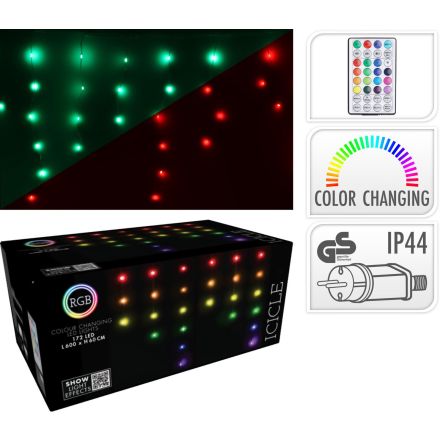 Tenda luminosa a LED RGB, 172 LED, 60x600 cm, multicolore