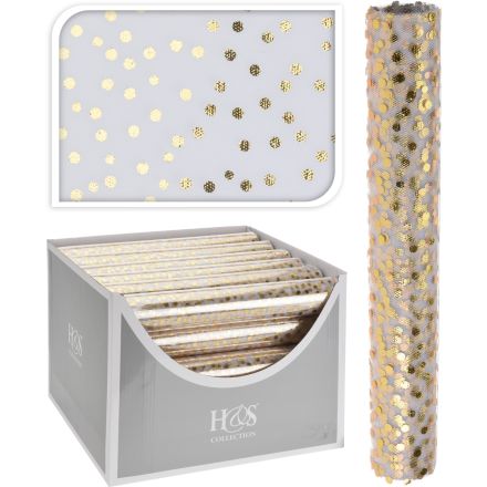 ROTOLO DI ORGANZA ORO CON PAILETTE 28X300CM