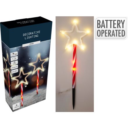 Set di 5 stelle luminose a LED, colore rosso