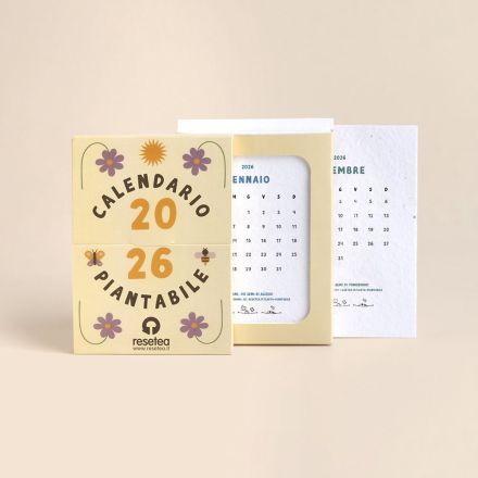 Resetea, Calendario piantabile 2026, 11 × 15 × 1,5 cm, naturale