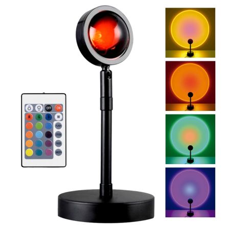 Fisura Lampada da Tavolo "Tramonto" Proiettore LED, 27 cm / Base 10 cm D, 16 Colori