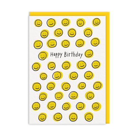 Ohh Deer Biglietto di auguri "Yellow Smiley Birthday" A6, giallo