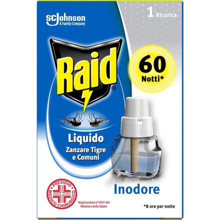 RAID RICARICA LIQUIDA PER DIFFUSORE 60 NOTTI INODORE