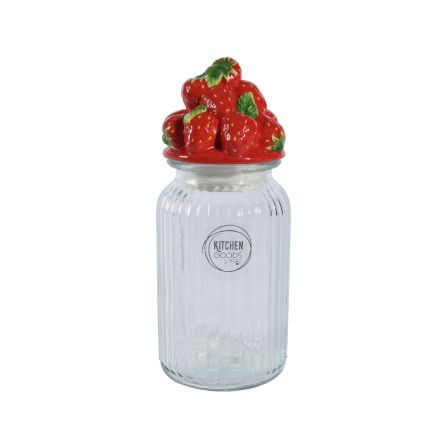 BARATTOLO IN VETRO CON TAPPO FRAGOLE D11 X H26,5 CM