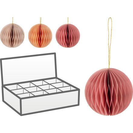 Pallina di natale natalizia in carta 100mm - rosa/arancione colore assortito