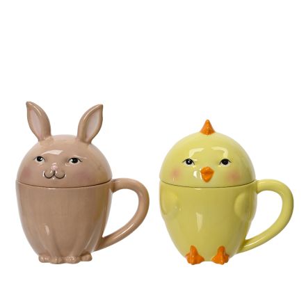 TAZZA A FORMA DI CONIGLIO/PULCINO 13,9X9,9X14,2H CM