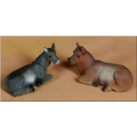 ASINO E BUE IN RESINA PER NATIVITÀ DA 15 CM