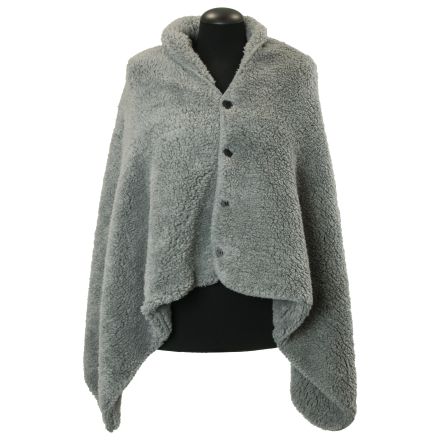 CAPE À CARREAUX AVEC BOUTONS NOX 75X150CM GRIS FONCÉ