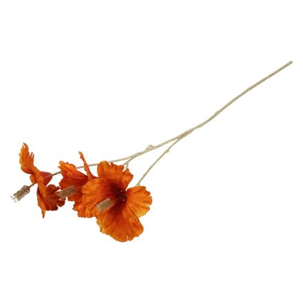 DECORAZIONE NATALIZIA, RAMO IBISCO, COLORE ARANCIONE, H63CM
