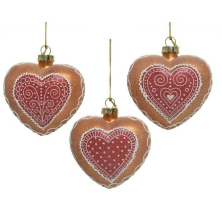 PALLINA IN VETRO A FORMA DI CUORE H10CM ASSORTITA