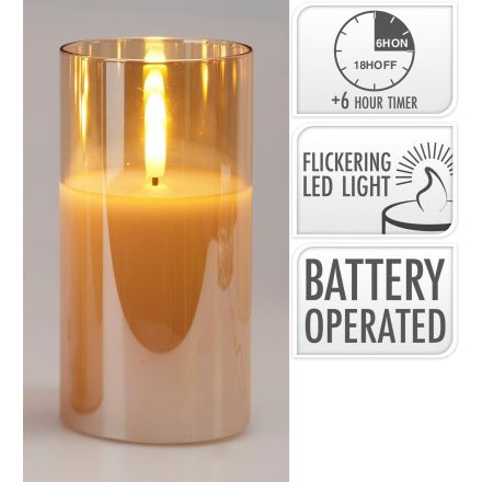 Candela decorativa a LED, altezza 15 cm, luce bianco caldo