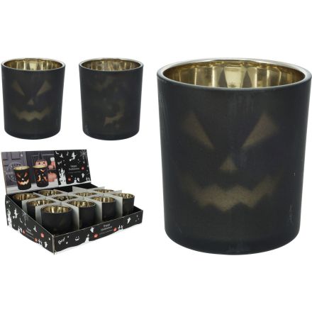 Porta candela di Halloween, 5x6 cm, modello assortito, colore nero