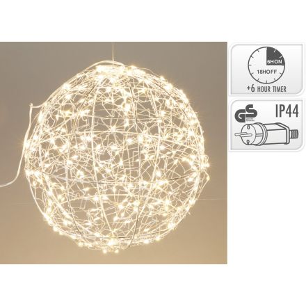 Sfera luminosa a LED, 300 LED, 25 cm, luce bianco caldo