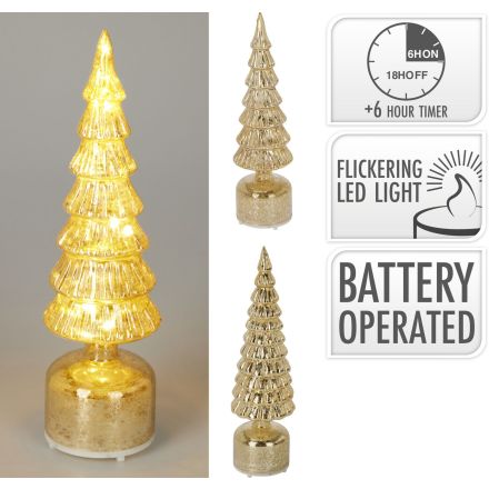 Albero di Natale a LED modello assortito, altezza 36 cm, colore oro