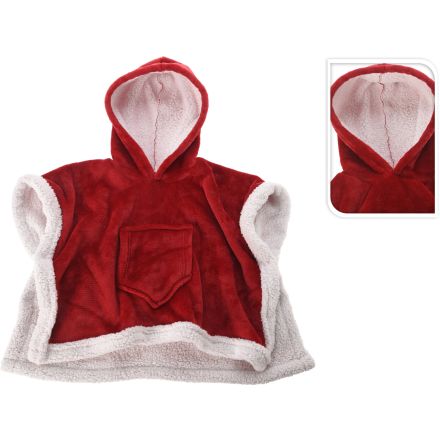 COPRISPALLE PONCHO NATALIZIO ROSSO 100X70 CM CON CAPPUCCIO