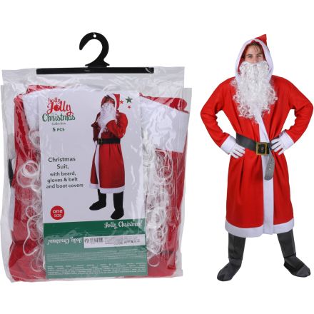 COSTUME DI BABBO NATALE COMPLETO CON BARBA