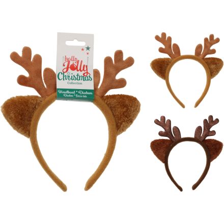 1 CERCHIETTO NATALIZIO CON CORNA DI RENNA 20CM MODELLO ASSORTITO