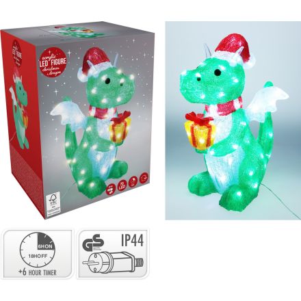 Drago decorativo a LED, 49,5 cm, colore verde