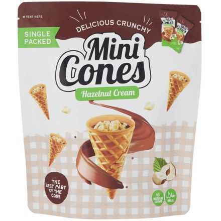 Mini coni wafer ripieni di crema alla nocciola, 100 g